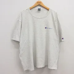 XL/古着 チャンピオン champion 半袖 ビンテージ Tシャツ メンズ 90s ワンポイントロゴ 大きいサイズ クルーネック 薄グレー 霜降り 24jul0