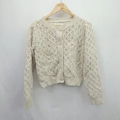 ◇ ⊇ Petit Fleur プチフルール 長袖 ケーブル編みカーディガン サイズF ベージュ系 レディース E  【1506300022401】