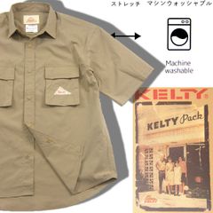【新品】 KELTY × THE SHOP TK ／ ケルティ × ザショップティーケー　半袖 ワークシャツ ストレッチ スナップボタン シャツ CPOシャツ シャツジャケット アウトドア キャンプ ワークウェア ベージュ ｜ 春夏