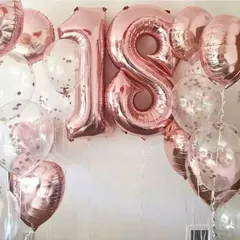 誕生日 バルーンBIG数字 90cm ナンバー 風船パーティー ローズゴールド