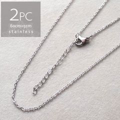 ＊2本＊ サージカルステンレス 60cm アジャスター付 小豆チェーン ネックレス SUS304 ch037