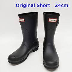 HUNTER レイン ブーツ 24cm オリジナル ショート ブラック レディース 黒 長靴 シューズ ハンター R2507-127