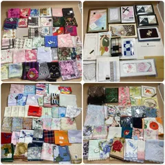 ★ ブランド/ノーブランド ハンカチ タオルハンカチ アソート 約130枚 まとめ商品 バーバリー、イブサンローラン、セリーヌ 、ジルスチュアートなど レディース 現状品 3.20kg