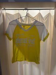 DIESEL ディーゼル Tシャツ 半袖T ラグラン イエロー ホワイト サイズL A-656