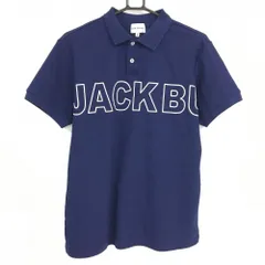 ジャックバニー 半袖ポロシャツ ネイビー×白 ビッグロゴ メンズ 5(L) ゴルフウェア Jack Bunny