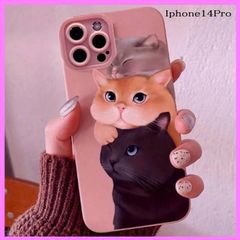 iPhone14pro ケース　 可愛い　ねこ柄プリント