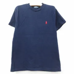 古着 ラルフローレン 半袖 ブランド Tシャツ キッズ ボーイズ 子供服 90s ワンポイントロゴ コットン クルーネック 紺 ネイビー 25jun06