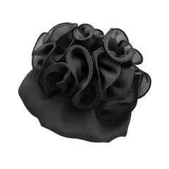 【ブラック×ワンサイズ】[Cream dot. クリームドット公式] ヘアアクセサリー レディース  シニヨンネット フリル 透け感 立体 お団子 シニヨン バレッタ まとめ髪 髪留め ネット付きバレッタ 簡単 ポニーテール ヘアアレンジ 大人