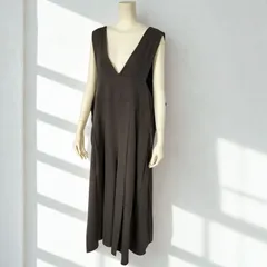 パターントルソ pattern torso｜antiqua　サロペット 袴パンツ タックギャザー オーバーワイドパンツ　チャコールグレー　レディース