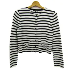 トゥービーバイアニエスベー カーディガン トップス 長袖 クルーネック ボーダー柄 レディース Tuサイズ 黒×白 To b. by agns b 【中古】
