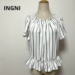 INGNI イング ホワイト ストライプ 半袖シャツ M