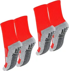 753japan サッカー ソックス ジュニア スポーツ 滑り止め 足首サポート 子供 キッズ 靴下(赤・赤2足セット19cm-24cm,  19.0 cm)