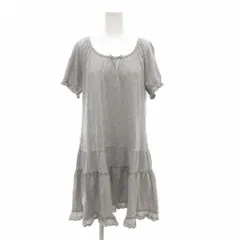 ピンクハウス PINK HOUSE ワンピース ひざ丈 半袖 グレー リボン 裾レース /AE