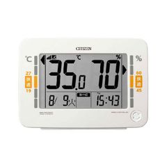 新品　CITIZEN　シチズン 新環境目安付き　高精度デジタル温湿度計 カレンダー　電波時計　時刻　温度　湿度　白パール色　8RZ232-003
