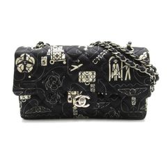 シャネル CHANEL ショルダーバッグ エアライン Wフラップチェーンショルダー ブラック/ホワイト その他 エアライン チェーンショルダー レディース Used A