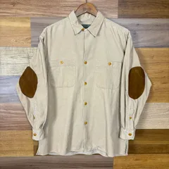 90s POLO COUNTRY RALPH LAUREN ポロ カントリー ラルフローレン エルボーパッチ付き 開襟 ループシャツ コーデュロイシャツ 長袖シャツ サイズ メンズ M 90年代 VINTAGE 古着 r25082117【長袖シャツ】/ベージュ