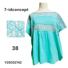 ★美品★7-idconcept トップス　レース編み　チュニック　38 ゆったり　透かし　半袖のサムネイル