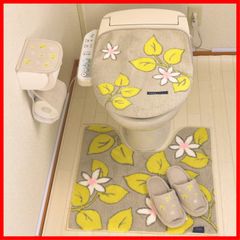 【在庫セール】おしゃれ 北欧 (マット セット フタカバー 4点 トイレマット スリッパ ベージュ ノルン ペーパーホルダーカバー) オカ