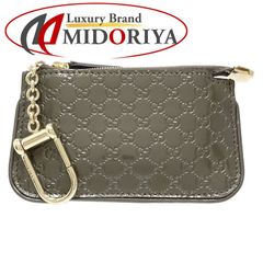 GUCCI グッチ コインケース 233183 マイクログッチシマ パテントレザー グレージュ/180784【中古】