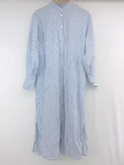 ◇ SENSE OF PLACE ストライプ バンドカラー 長袖 ロング シャツワンピース サイズOne ホワイト ブルー系 レディース P 1307250013644