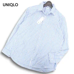 【新品 22SS】 UNIQLO ユニクロ 通年 長袖 エクストラ ファイン コットン ブロード ストライプ シャツ Sz.L メンズ 未使用