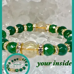 ルチルクォーツ グリーンアゲート 天然石ブレスレット