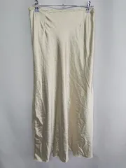 ◇ ⊂ THE SHOP TK サテン系 ロング丈 フレア スカート サイズL ベージュ系 レディース E  【1408220061174】