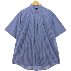 古着 ラルフローレン Ralph Lauren ギンガムチェック 半袖 ボタンダウン チェックシャツ カナダ製 メンズL相当/eaa535679