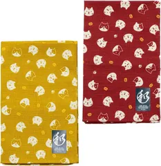 Y's factory ハンカチ メンズ 和柄 日本製 2枚 セット 大判サイズ 53x53cm 速乾 吸水 薄手 ギフト レディース(2枚セットE,  53x53cm)