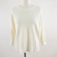 バックナンバー BACK NUMBER カットソー ワッフル 七分袖 オフホワイト 白 M *A76