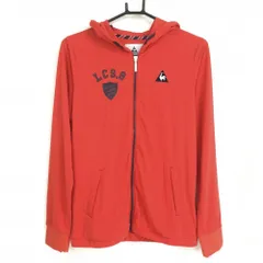 【美品】ルコック ジップパーカー レッド×ネイビー ロゴ刺しゅう 薄手 ブルゾン レディース L ゴルフウェア le coq sportif
