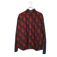 PRADA プラダ 16SS ラビット 総柄 切替 ボーダー 長袖 シャツ P473A S161 1LGK 40 マルチ