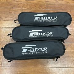 【中古】3個セット フィールドア（FIELDOOR）ポータブルコンパクト アウトドアチェア ミドルバック ブラック 耐過重150kg 軽量コンパクト 折りたたみ