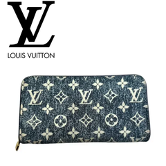 【中古美品】LOUIS VUITTON ルイヴィトン ジッピーウォレット モノグラムジャガード M81226 デニム 長財布