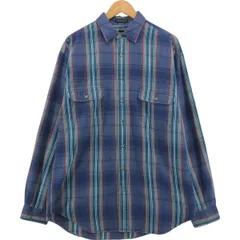 古着 80~90年代 エディーバウアー Eddie Bauer 黒タグ ELKHORN TWILL 長袖 コットンチェックシャツ メンズL相当 ヴィンテージ/eaa564162