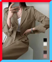 新品 ジャケット レディース 長袖 テーラードジャケット パンツスーツセット 卒園式 入学式 セット ゆったり 2点セット 通勤 【送料無料】