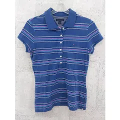◇ TOMMY HILFIGER トミーヒルフィガー ボーダー 鹿の子 半袖 ポロシャツ Ｓ ネイビー マルチ #  【1002797040336】