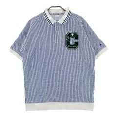 サイズ：MEDIUM CHAMPION GOLF チャンピオンゴルフ  半袖ポロシャツ ストライプ柄 ブルー系 [240101538590] ゴルフウェア メンズ ストスト