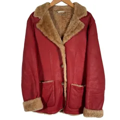 マックスマーラ MAX MARA 白タグ リアルムートンコート 羊革 ラムスキン 毛皮 リアルファー 赤 レッド イタリア製 42 LL相当のサムネイル