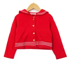 メゾピアノ カーディガン トップス スウェット セーラーカラー キッズ 女の子用 100サイズ レッド Mezzo Piano 【中古】
