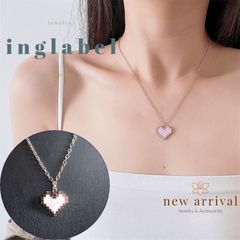 ☆新品 ハートチャームネックレス ピンク  8bitハート かわいい