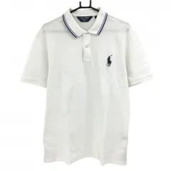 ★SALE価格★ポロゴルフ 半袖ポロシャツ 白 襟ライン ビッグポニー刺しゅう メンズ L ゴルフウェア Ralph Lauren