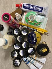 【セット】物販　アパレル　カバン　鞄　修復　修理　補修　道具　絵の具　スプレー　せどり　ピカール　pikal saphir ナッパ　テープ　ブラシ　シール　袋　ビニール　詰め合わせ　セット