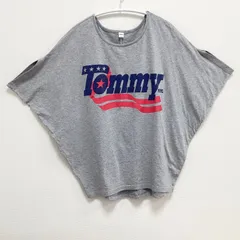 古着　美品　Tommy Hilfiger　トミー ヒルフィガー　半袖Tシャツ　レディース　Sサイズ　クルーネック　コットン　グレー　灰色　ドルマンスリーブ