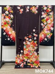 振袖 仮絵羽 金駒 銀彩 京友禅 紋意匠 正絹 未仕立て品 八掛付 MOK845
