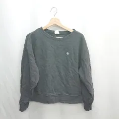 ◇ ⊇ Champion チャンピオン 刺繍ロゴ 長袖 スウェット サイズL ブラック レディース E  【1501160000323】