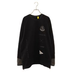 MONCLER (モンクレール) ×and wander MAGLIA GIROCOLLO アンドワンダー フロントデザイン クルーネック トレーナー G20928G00015 ブラック