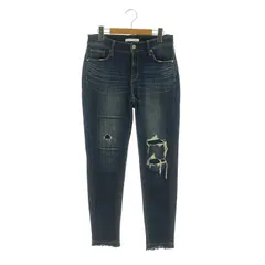アズールバイマウジー AZUL by moussy リメイククラッシュスキニーデニム パンツ ジーンズ ストレッチ ダメージ加工 カットオフ L ネイビー /MY ■OS ■S