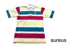 Aureus (aureus brand) Used Striped Short-Sleeved Polo Shirt, Men's Golf Wear, Size S