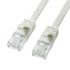 0.5m_ホワイト サンワサプライ CAT6A フラットLANケーブル (0.5m) 10Gbps/500MHz RJ45 ツメ折れ防止 ホワイト KB-FL6A-005W